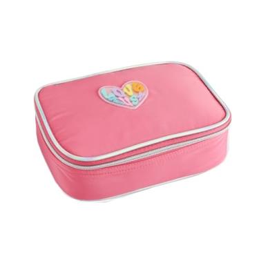 Imagem de Estojo Escolar Rosa Coração Organizar Canetas Lápis Borracha Menina Volta as Aulas Tendência Fofo