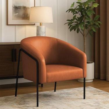 Imagem de Poltrona Sala Industrial Alta Dourado Stella Sintético Pu Nozes D03 - 