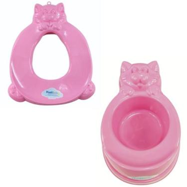 Imagem de Kit desfralde assento troninho penico de gatinho com redutor infantil 