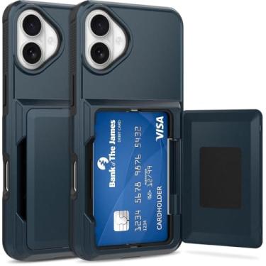 Imagem de Capa Porta Cartão para o iPhone 17 - Compartimento Oculto para Amazenamento de 3 Cartões e Proteção Anti-impacto Cor: Azul