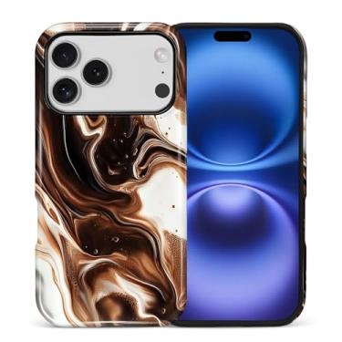 Imagem de ANLUN STORE Capa para iPhone 17 Pro, proteção dupla híbrida TPU macio + PC rígido à prova de choque, capa protetora antiarranhões e fina para homens e mulheres - design estilo mármore mocha mousse