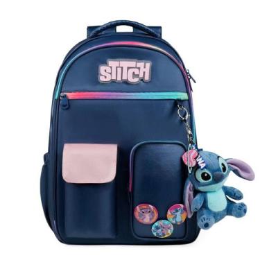 Imagem de Mochila Escolar Feminina Stitch Azul - Disney, U, Azul