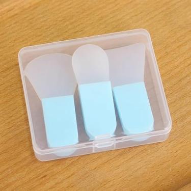 Imagem de Pincéis aplicadores de máscara facial, 3 peças de escova de silicone macio com caixa, para argila facial, manteiga corporal, soro, creme (azul)