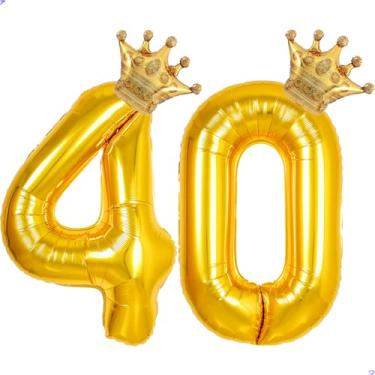 Imagem de 40 balões com números dourados de 101,6 cm para decorações de aniversário de 40 anos para homens e mulheres, balões gigantes Jumbo Foil Mylar 40 balões de aniversário