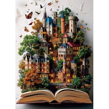 Imagem de Beautiful Book Village Puzzles for Adults 1000 Pieces Nature Art Magic Town Garden Butterfly Landscape Jigsaw Puzzles Impossible Aesthetic Hard Difficult Challenging Puzzle As Family Game