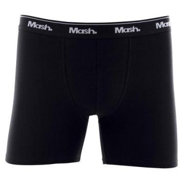 Imagem de Cueca Boxer Longa Mash Masculina Cotton Algodão Elástico, Preto, P