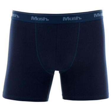 Imagem de Cueca Boxer Longa Mash Masculina Cotton Algodão Elástico, Azul marinho