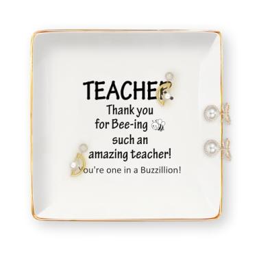 Imagem de Presentes de agradecimento de professores para mulheres - Presentes de fim de ano para professores de abelha para professoras bandeja de joias de cerâmica prato de joias prato de bugiganga de volta às
