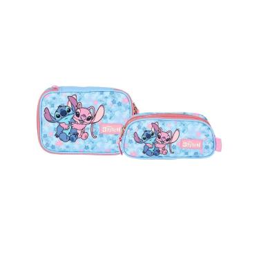 Imagem de Kit Escolar Lilo Stitch Estojo Box + Estojo Triplo Premium