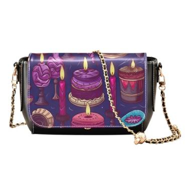 Imagem de Rubber Ducks on Blue Medium Leather Crossbody Bags for Women, Crossbody Bag with Strap, Womens Leather Crossbody Bags, Desenho decorativo de Happy Hanukkah-3, One Size