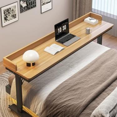 Imagem de HGTRH Mesa sobreposta de altura ajustável para laptop com rodas, mesa de trabalho sobre a cama com defletores, mesa de cama móvel para casa, mesa de cama com rodinhas de hospital, quarto D, 130 cm