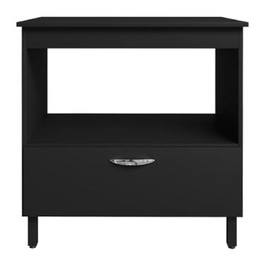 Imagem de Balcão de Cozinha Compacto Acomoda Cooktop 4 ou 5 Bocas,Nicho para Micro ondas Ideal para Apartamentos Pequenos e Kitchenettes Moradores de Espaços Reduzidos(PRETO)