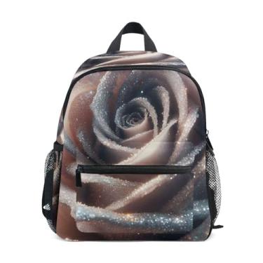 Imagem de Rose Flower Glitter Child Backpack with Whistle, Adjustable Chest Strap, Mini Backpack for Toddler Girls Lightweight & Compact for Ages 3-8