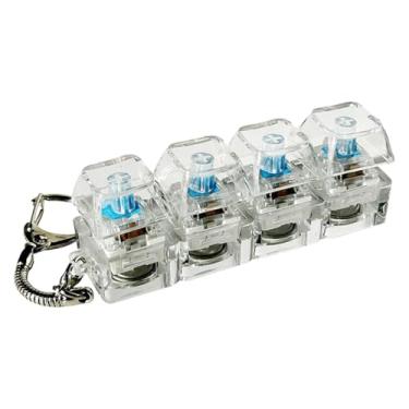 Imagem de Milageto Teclado Antiestresse com Chaveiro, Botão, Brinquedo de Dedo, Cubo Multifuncional Portátil com Teclado Mecânico, Transparente