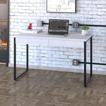 Imagem de Mesa Kuadra Office 120x60x75cm C/02 Gavetas Branco Chess/Est.preta