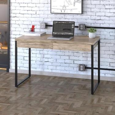 Imagem de Mesa Kuadra Office 120x60x75cm C/02 Gavetas Carvalho/Est.preta