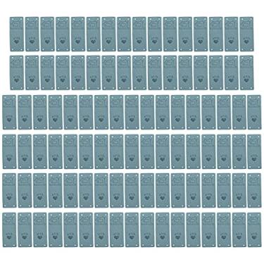 Imagem de SIWOTED 100 unidades etiqueta de couro PU cor feita à mão Soft 4 furos acessórios DIY úteis para carteira Chapéu (Azul)