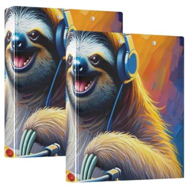 Imagem de Fichário engraçado preguiça com prancheta de pizza com 3 argolas, comporta 200 folhas, pasta de arquivo para material de escritório, 1 pacote