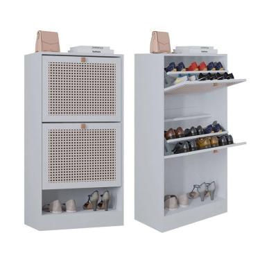 Imagem de Kit 2 Sapateiras Tropical 2 Portas Multiuso Vertical Poquema Branco