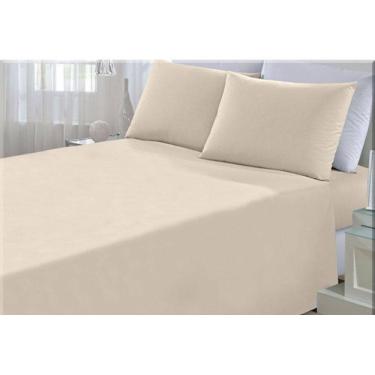 Imagem de Jogo Lençol Bege Casal Queen 4 Peças Algodão Percal 150 Fios