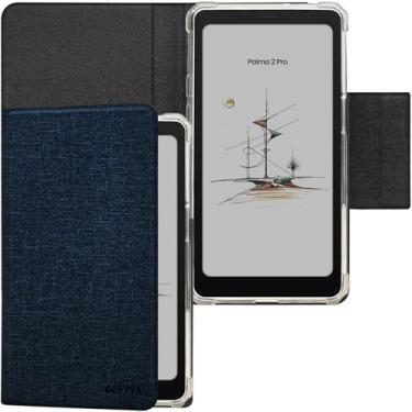 Imagem de GOVTVA Capa flip magnética destacável 2 em 1 para Onyx Boox Palma2 Pro (lançado em 2025) Capa transparente de TPU com hibernar/despertar automático, fivela de fecho magnético (tecido azul casca)