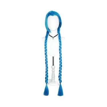 Imagem de Peruca Azul Arcana Jinx, Trança Sintética Resistente Ao Calor Para Mul