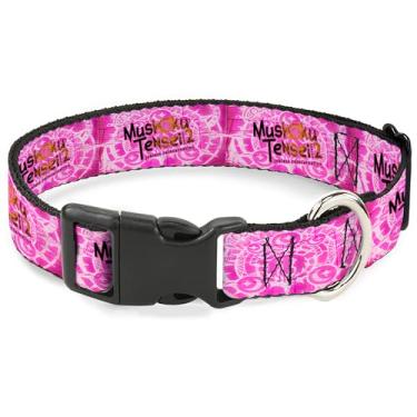 Imagem de Coleira para animais de estimação Crunchyroll, fivela de plástico para coleira de cachorro, logotipo do título Mushoku Tensei rosa, 28 a 40 cm de largura