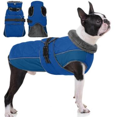 Imagem de QBLEEV Jaqueta quente para cães – Casaco de inverno refletivo ajustável com gola rolê para clima frio, roupa de neve de lã impermeável para cães pequenos, médios e grandes
