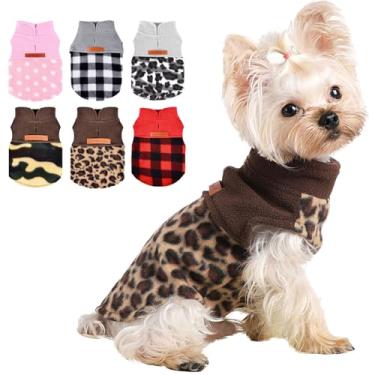 Imagem de Roupas de cachorro para cães pequenos, meninos e meninas, colete de lã de leopardo chihuahua, suéter elástico XSmall Puppy Roupas para animais de estimação, xícara de chá Yorkie suéter roupas para