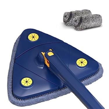 Imagem de Mop Triangular Rotativo 360 com Cabo Longo Limpeza Residencial Ajustável Artefato de sem Manus Lazy Imitando Esfregão Janela Profissional Absorvendo C