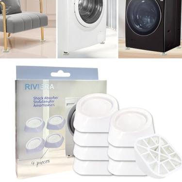 Imagem de Almofadas amortecedoras de impacto: evita que a lavadora e a secadora se movam, reduzem o ruído, antivibração, elevam a lavadora, estabilizam, nivelam, suporte para móveis, protege o chão pacote com 8