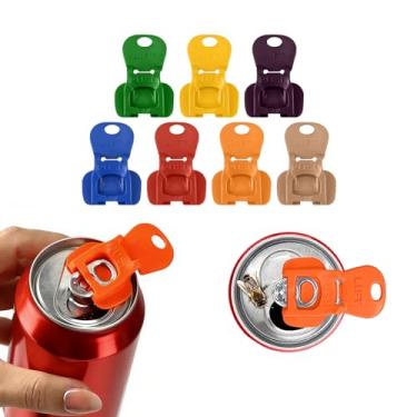 Imagem de 7 peças de abridores de lata de fácil aderência e tampas à prova de vazamento, abridor de lata de refrigerante reutilizável e tampas seladoras para coca, latas de alumínio (variedade colorida)