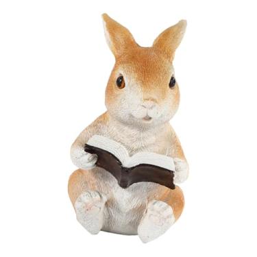 Imagem de Generic Estátua de lendo um livro, sentado, estatueta de, escultura de animal, decoração de Páscoa para lareira, decoração de café.