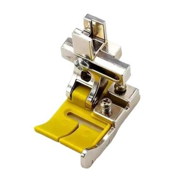 Imagem de Fancyes Calcador de rolo universal de substituição, ajustável, com guia de borda e calcador para bainha em máquinas de costura.