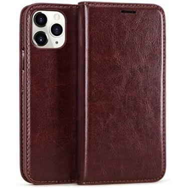 Imagem de EKSIL Capa de telefone com garra magnética [porta-cartão], para Apple iPhone 11 Pro 5,8 polegadas couro genuíno à prova de choque Folio Case Wallet [Suporte] (Cor: marrom)