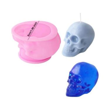 Imagem de Molde De Silicone Para Vela Em Forma De Cabeça De Caveira 3D De Hallow