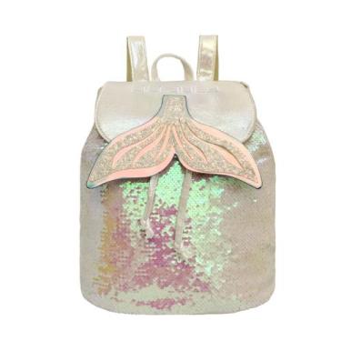 Imagem de Bolsa Mochila Feminina Infantil Juvenil Escolar Menina Brilhante Cauda