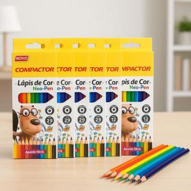 Imagem de Kit com 6 Caixas Compactor Neo-Pen  Lápis de Cor 12 Cores - compactor 