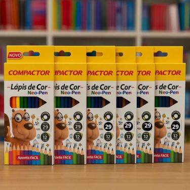 Imagem de Kit com 6 Caixas Compactor Neo-Pen  Lápis de Cor 12 Cores - compactor 