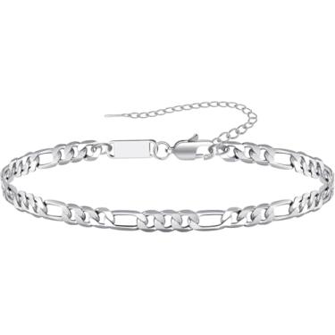 Imagem de Pulseira de corrente de elos Fígaro para homens e mulheres, joia unissex ajustável de aço inoxidável, acessório de moda para presente, One Size, Metal, Sem Pedra Preciosa