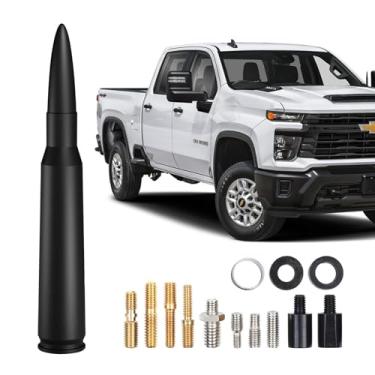 Imagem de Antena curta de carro de 13,5 cm adequada para Chevy Silverado e GMC Sierra Trucks 50 Cal Truck Acessórios de antena (preto)
