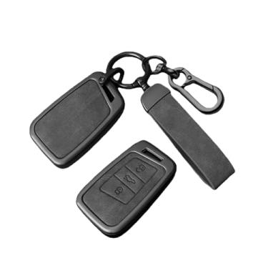 Imagem de Capa de couro para chave de carro, suporte compatível com skoda kodiaq, controle remoto, caixa de metal, acessórios protetor sem chave(Grey set D)