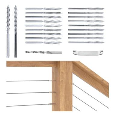 Imagem de Muzata parafusos de rosca para rosca esquerda e direita para kit de trilho de cabo de 1/8", T316 Marine Grade aço inoxidável deque de escada DIY Horizontal Vertical Baluster Hardware CK17, Left & Right 10pairs