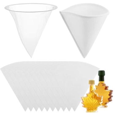Imagem de Conjunto de 12 filtros de xarope de bordo de 1 litro inclui 1 filtro de ebulição resistente e 10 peças de pré-filtros de xarope de tecido não tecido coador de cone para cozinha, restaurante, café,