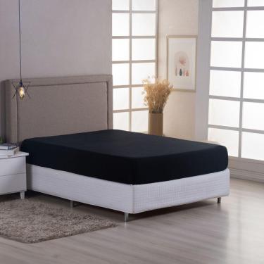 Imagem de Lençol De Baixo Minimal Casal Avulso Com Elástico 01 Peça Malha 100% Algodão - Preto