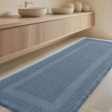 Imagem de Tapete de banheiro extra grande, tecido boêmio, moderno, absorvente, antiderrapante, tapetes de banheiro ultramacios, laváveis à máquina, tapetes de banho de malha com borlas para banheiro, quarto