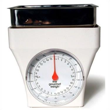 Imagem de Balança de cozinha para pesos Gourmet Metrokane com bandeja de aço inoxidável e livro de calorias