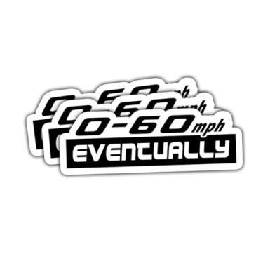 Imagem de 3 peças 0-90 km/h eventualmente engraçado adesivo de carro motorista lento decalque humor para para-choque, janela, caixa de ferramentas, laptop, capacete, scooter, motocicleta, mecânico, presentes