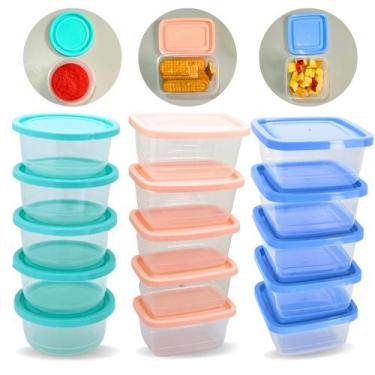 Imagem de Kit 15 Potes Vasilhas Plásticas C/ Tampa Pequena Marmita - ErcaPlast 