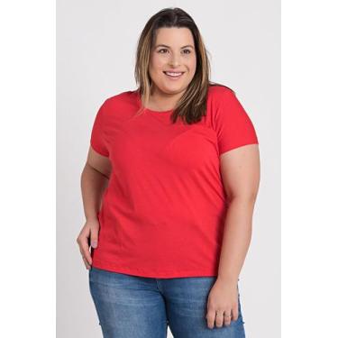 Imagem de T-shirt Feminina Plus Size Visco Básica - Serena, G3, Acerola